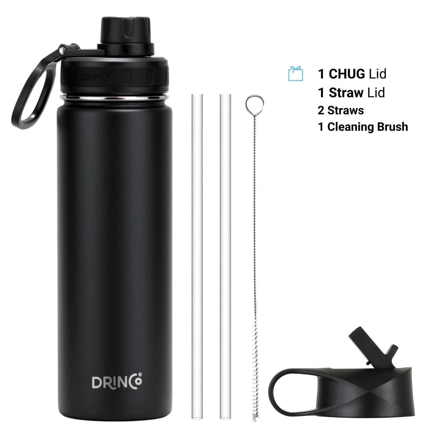 DRINCO 22 oz Insulated Stainless-Steel Water Bottle