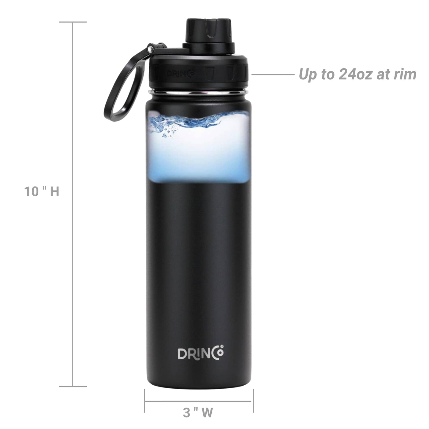 DRINCO 22 oz Insulated Stainless-Steel Water Bottle